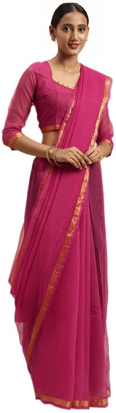 Suali Cotton Silk Applique Saree With Unstitched Blouse Piece ( Magenta ) Suali Cotton Silk Applique Saree With Unstitched Blouse Piece ( Magenta )