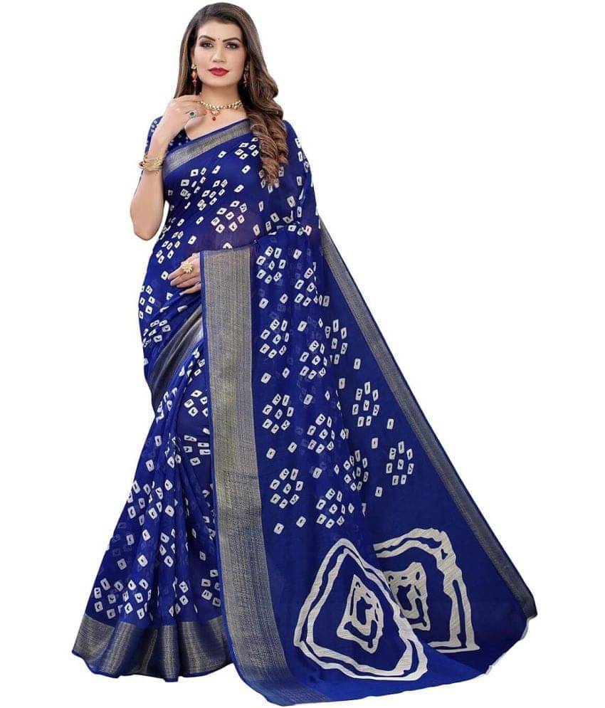    			Suali Cotton Silk Applique Saree With Unstitched Blouse Piece ( Blue )