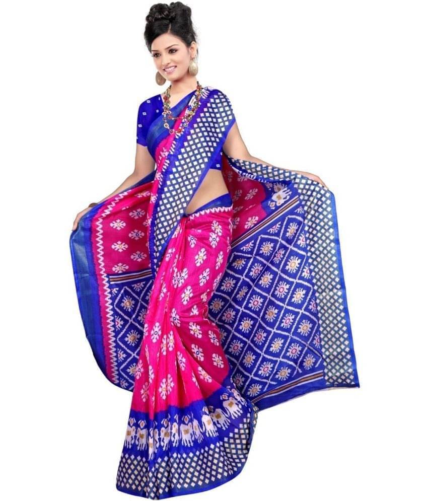     			Suali Cotton Silk Applique Saree With Unstitched Blouse Piece ( Pink )