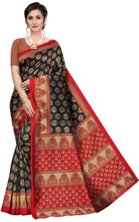     			Suali Cotton Silk Solid Saree With Unstitched Blouse Piece ( Black )