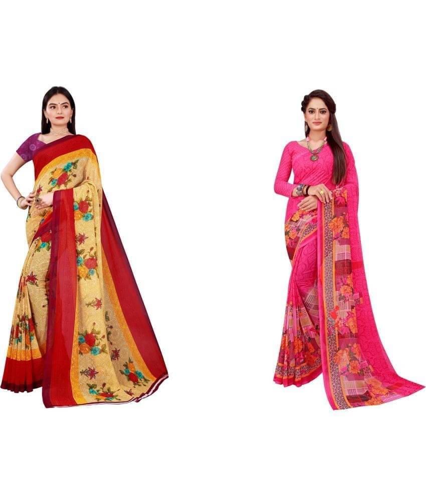     			Suali Georgette Printed Saree With Unstitched Blouse Piece ( Multicolor 2 )