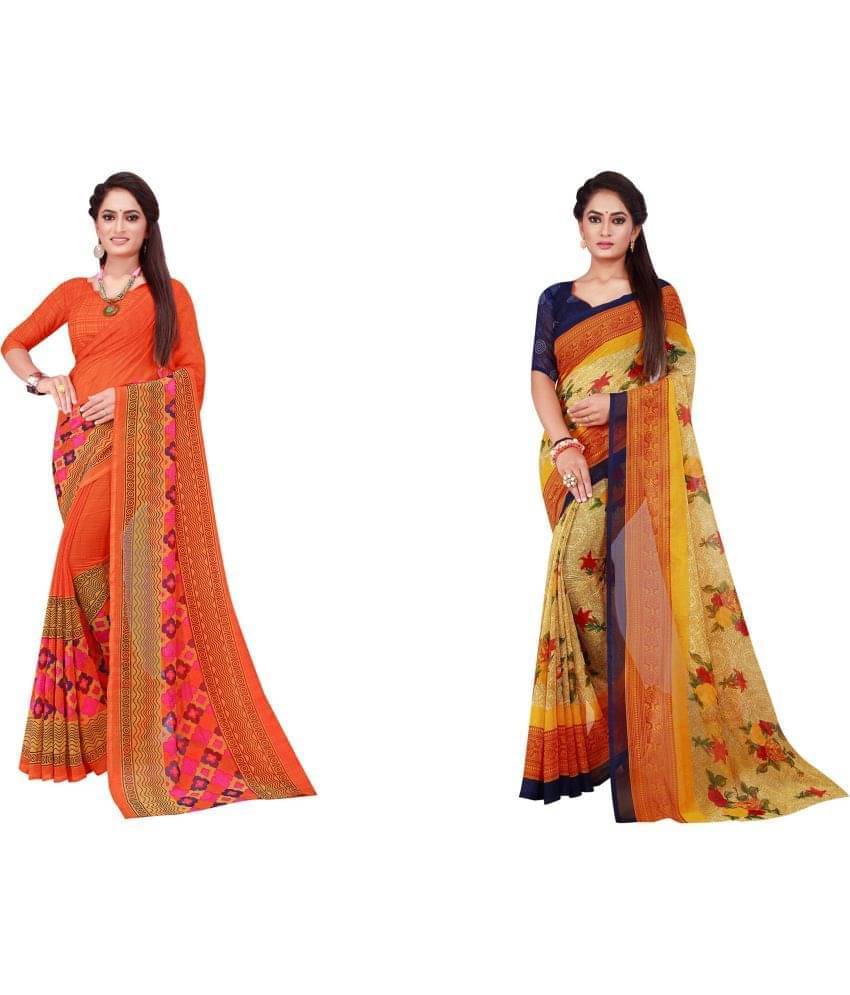 Suali Georgette Printed Saree With Unstitched Blouse Piece ( Blue ) Suali Georgette Printed Saree With Unstitched Blouse Piece ( Blue )