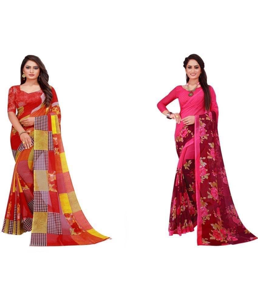 Suali Georgette Printed Saree With Unstitched Blouse Piece ( Multicolor 2 ) Suali Georgette Printed Saree With Unstitched Blouse Piece ( Multicolor 2 )