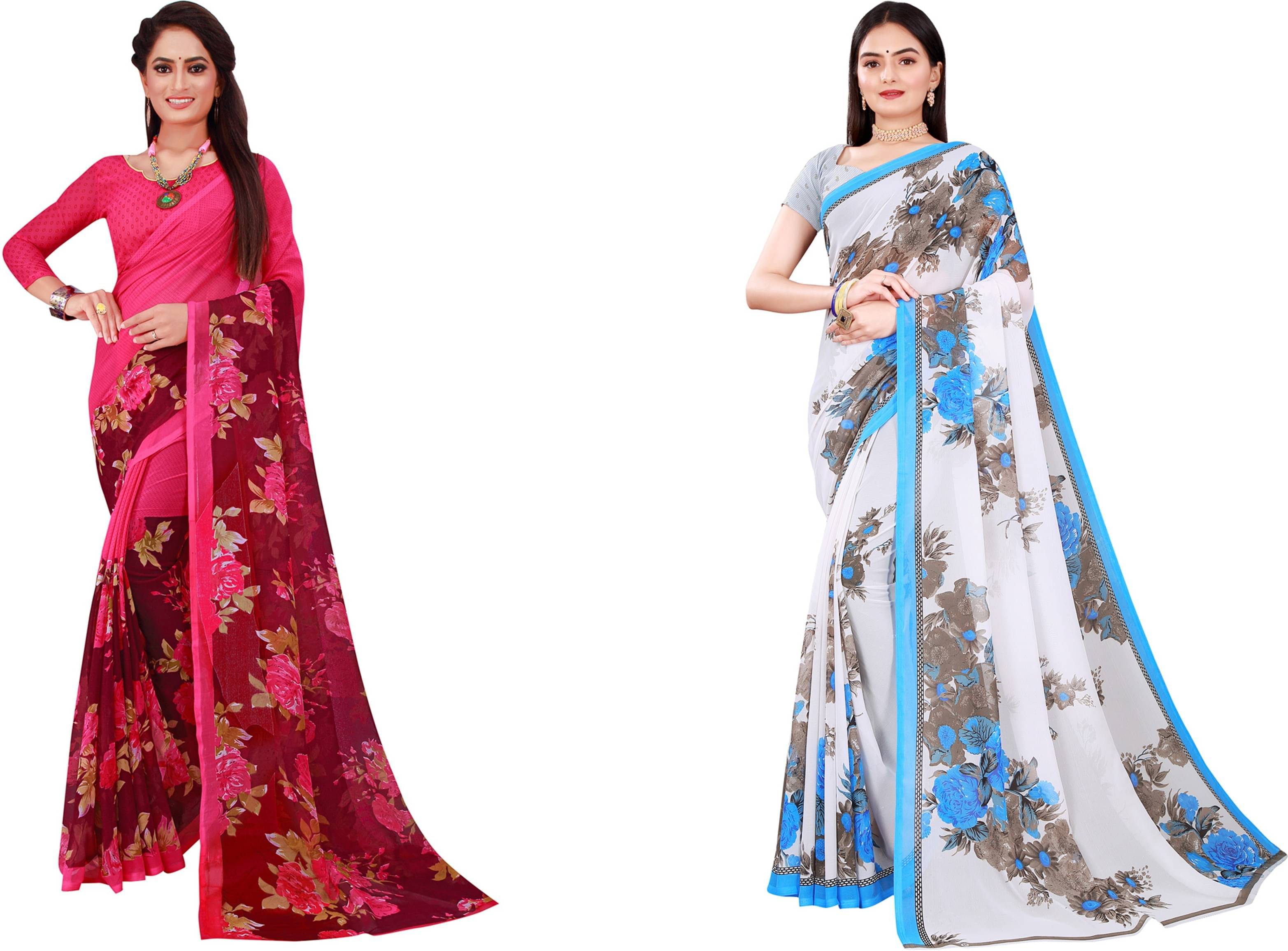     			Suali Georgette Printed Saree With Unstitched Blouse Piece ( Grey )