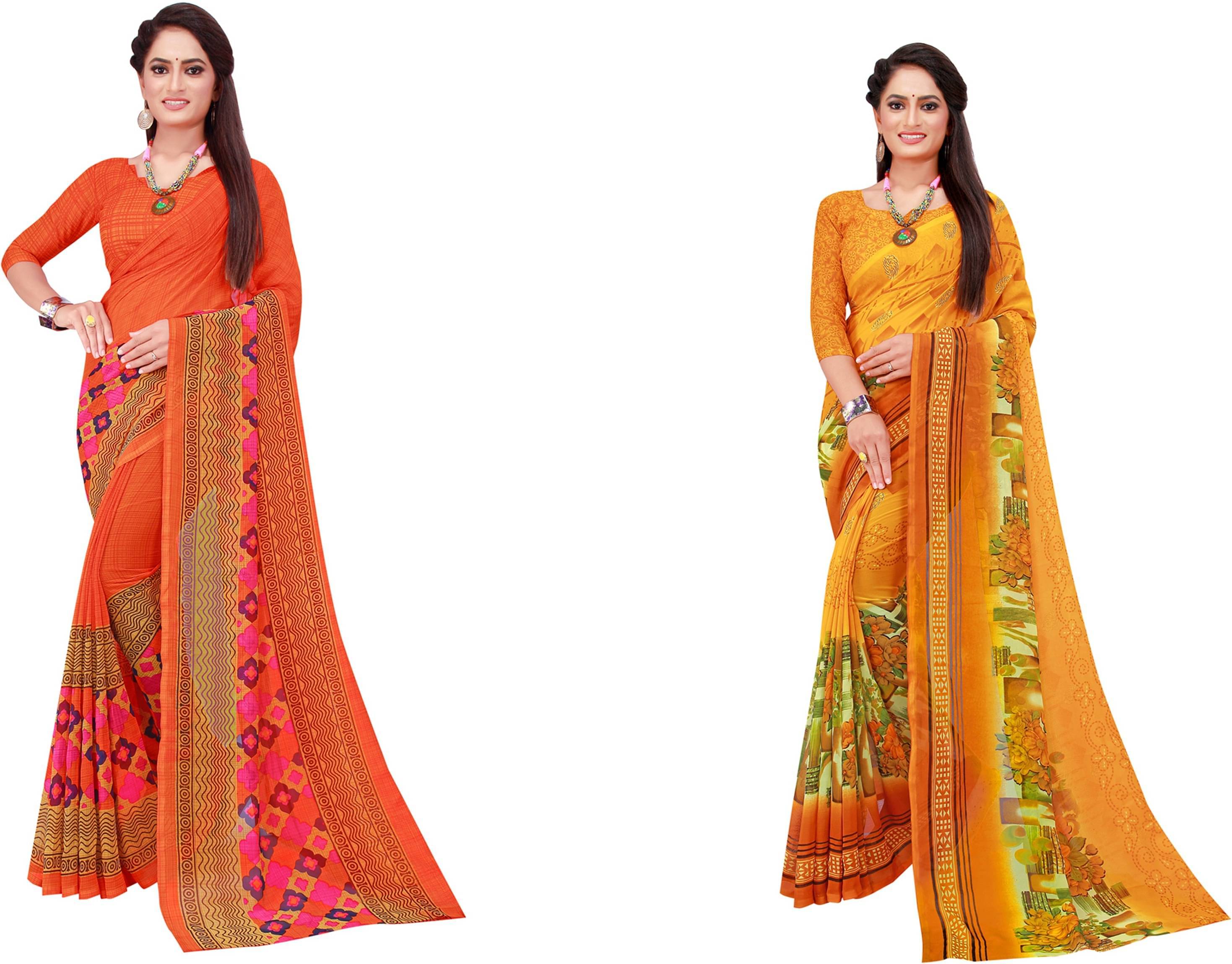     			Suali Georgette Printed Saree With Unstitched Blouse Piece ( Multicolor 2 )