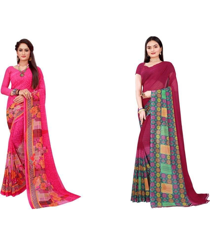    			Suali Georgette Printed Saree With Unstitched Blouse Piece ( Multicolor 2 )