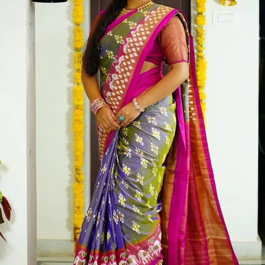     			Suali Jacquard Printed Saree With Unstitched Blouse Piece ( Multicolor 2 )