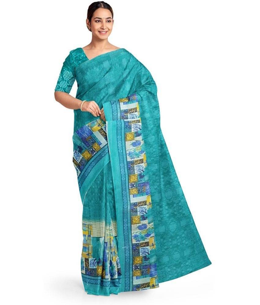    			Suali Net Cut Outs Saree With Unstitched Blouse Piece ( Green )