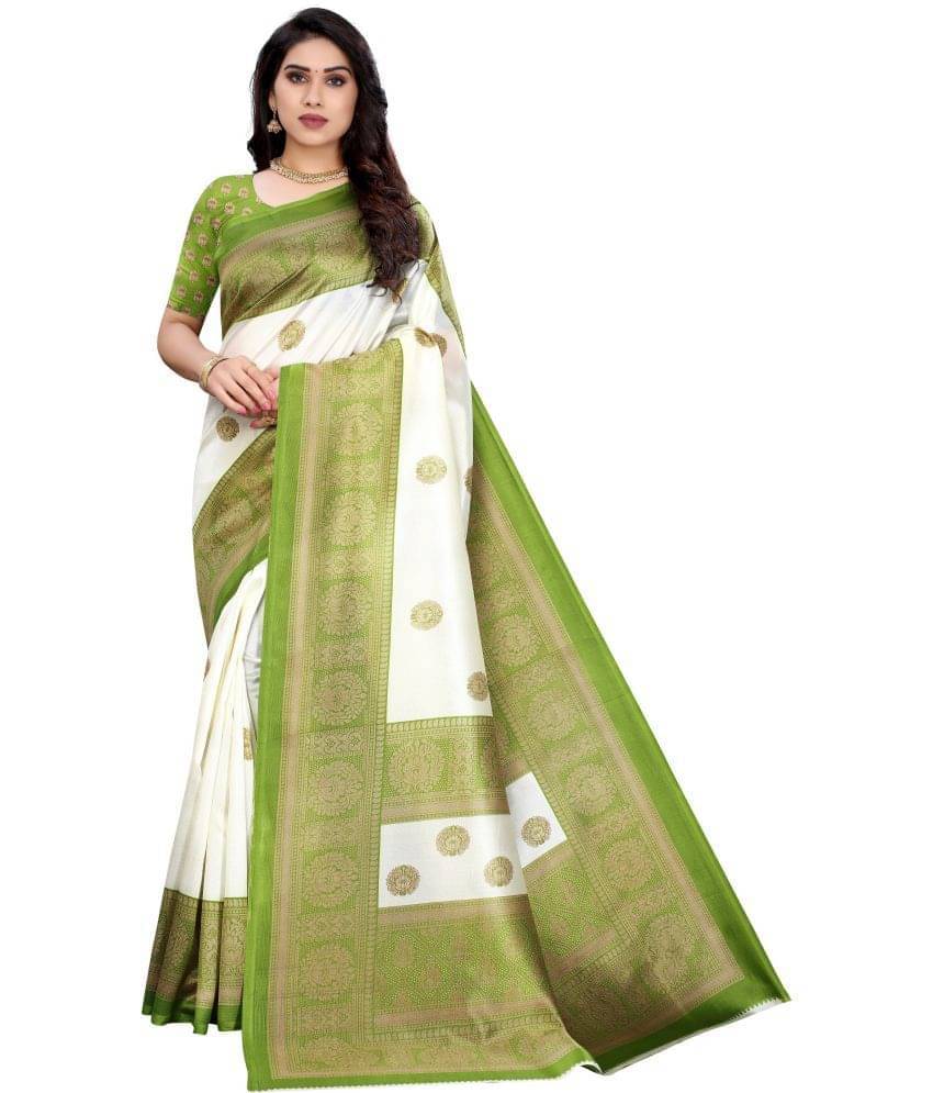     			Suali Net Cut Outs Saree With Unstitched Blouse Piece ( Green )