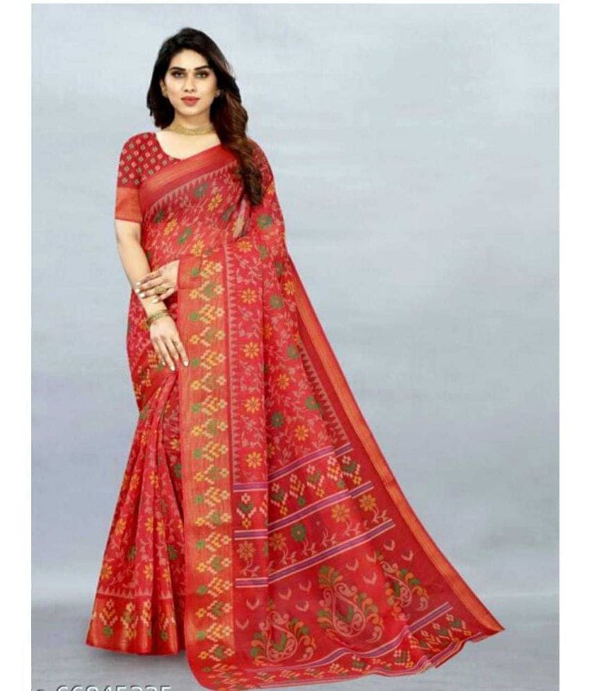     			Suali Net Cut Outs Saree With Unstitched Blouse Piece ( Red )