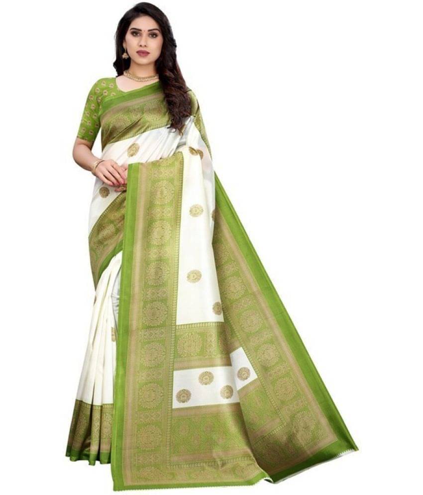     			Suali Net Cut Outs Saree With Unstitched Blouse Piece ( Green )