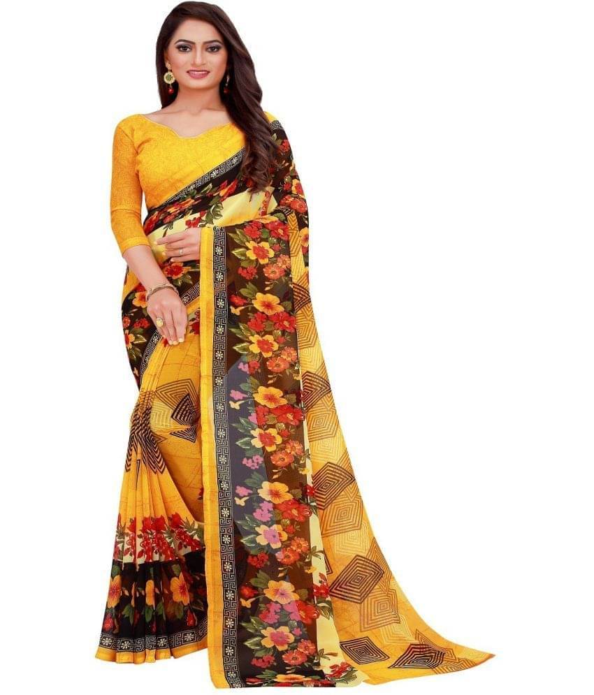 Suali Net Cut Outs Saree With Unstitched Blouse Piece ( Yellow ) Suali Net Cut Outs Saree With Unstitched Blouse Piece ( Yellow )