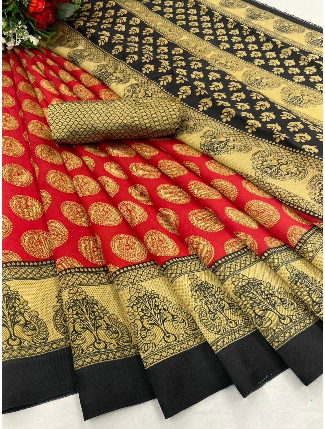    			Suali Net Cut Outs Saree With Unstitched Blouse Piece ( Green )