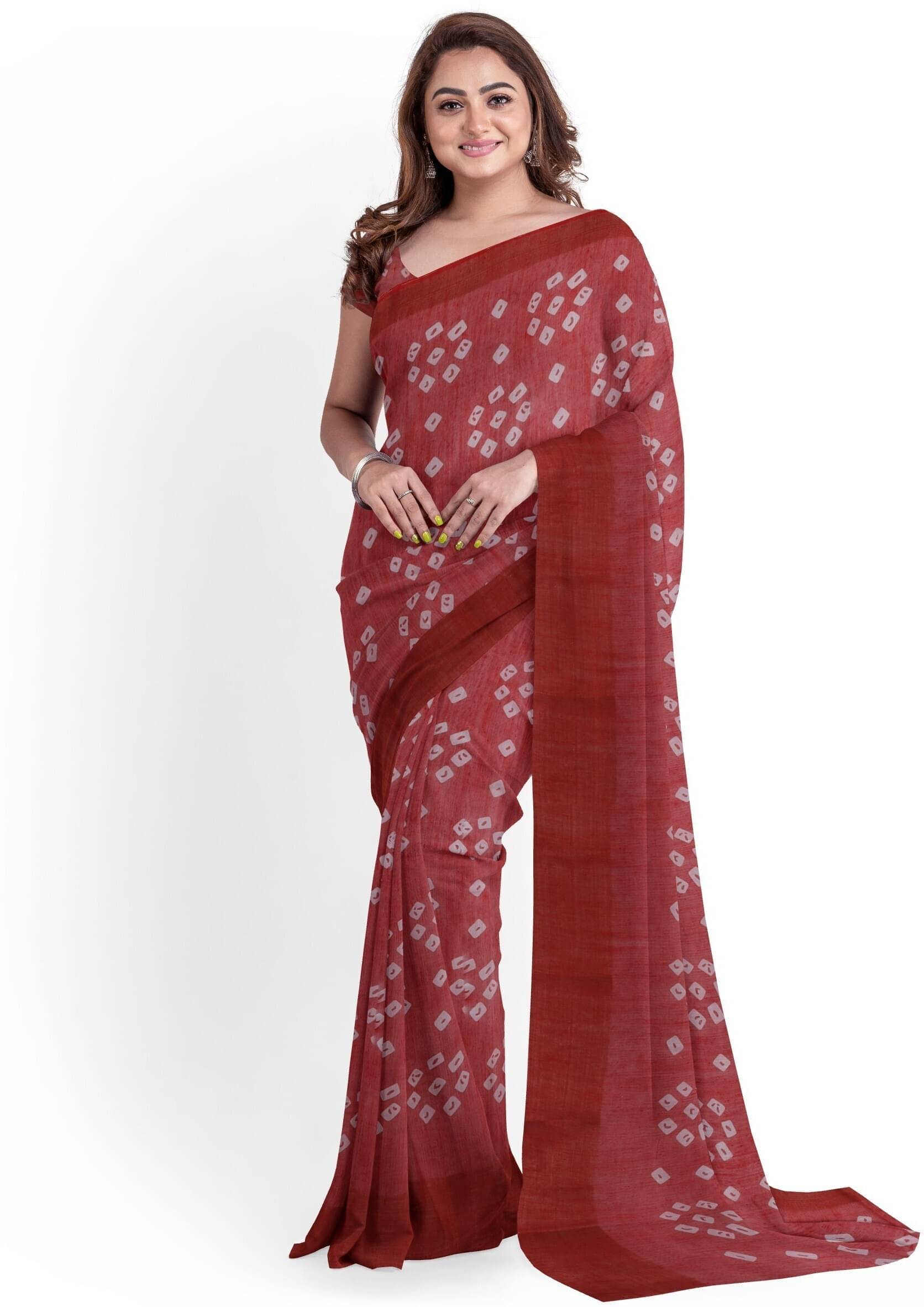     			Suali Net Cut Outs Saree With Unstitched Blouse Piece ( Red )