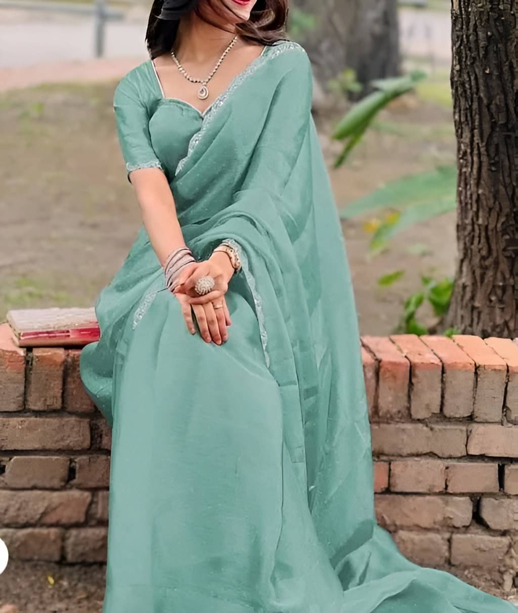 V FANCY Net Embellished Kanjeevaram Sarees With Stitched Blouse ( LightGreen ) V FANCY Net Embellished Kanjeevaram Sarees With Stitched Blouse ( LightGreen )