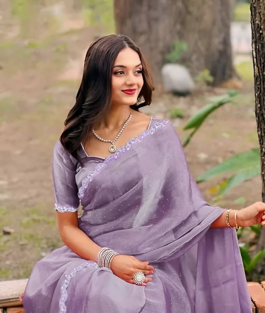 V FANCY Net Solid Kanjeevaram Sarees With Stitched Blouse ( Purple ) V FANCY Net Solid Kanjeevaram Sarees With Stitched Blouse ( Purple )