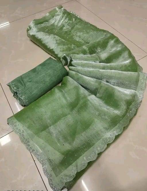 V FANCY Net Solid Saree With Stitched Blouse ( Green ) V FANCY Net Solid Saree With Stitched Blouse ( Green )