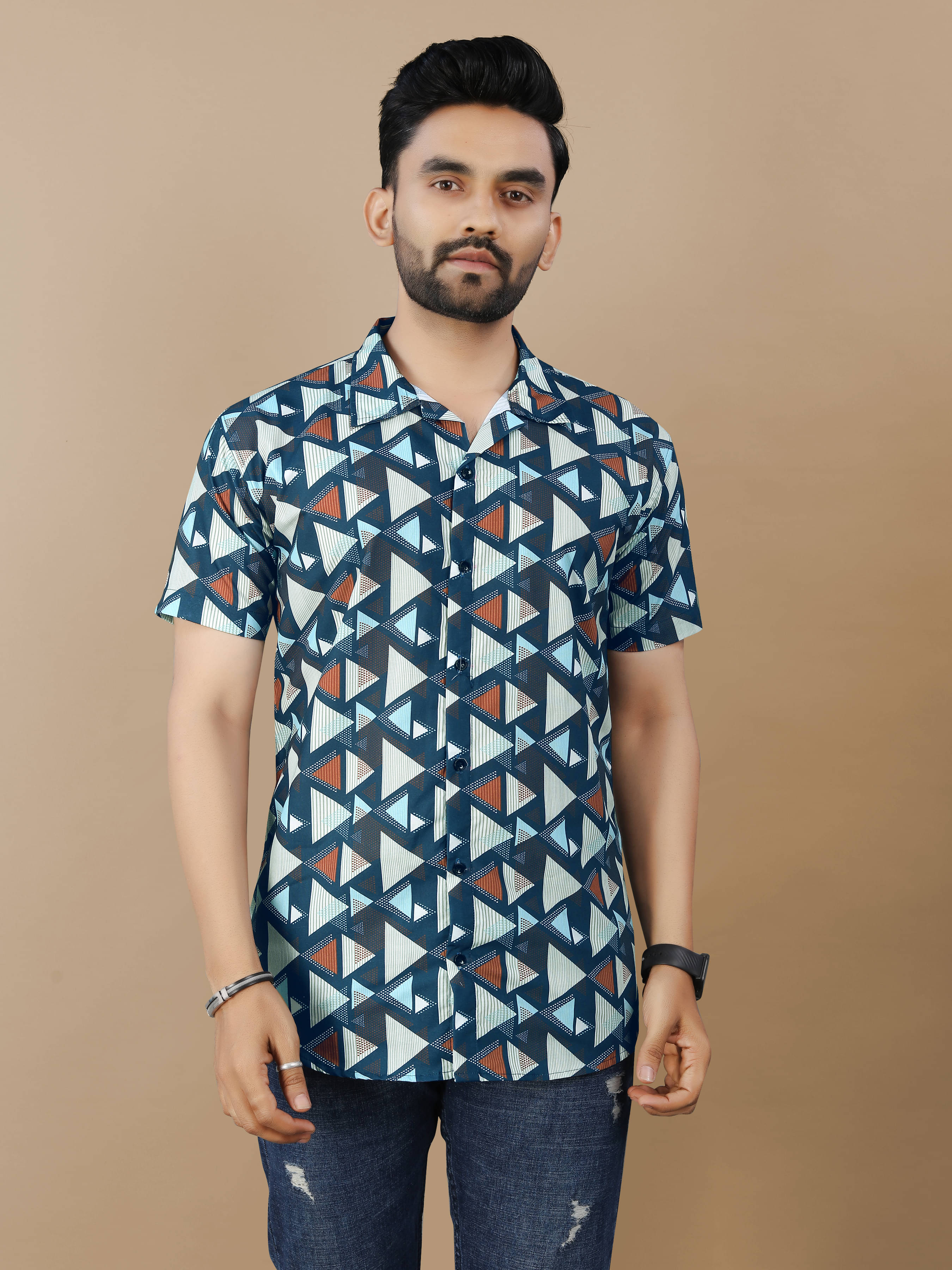 VS MALL Cotton Flex Regular Fit Self Design Half Sleeves Men's Casual Shirt - Blue ( Pack of 1 ) VS MALL Cotton Flex Regular Fit Self Design Half Sleeves Men's Casual Shirt - Blue ( Pack of 1 )