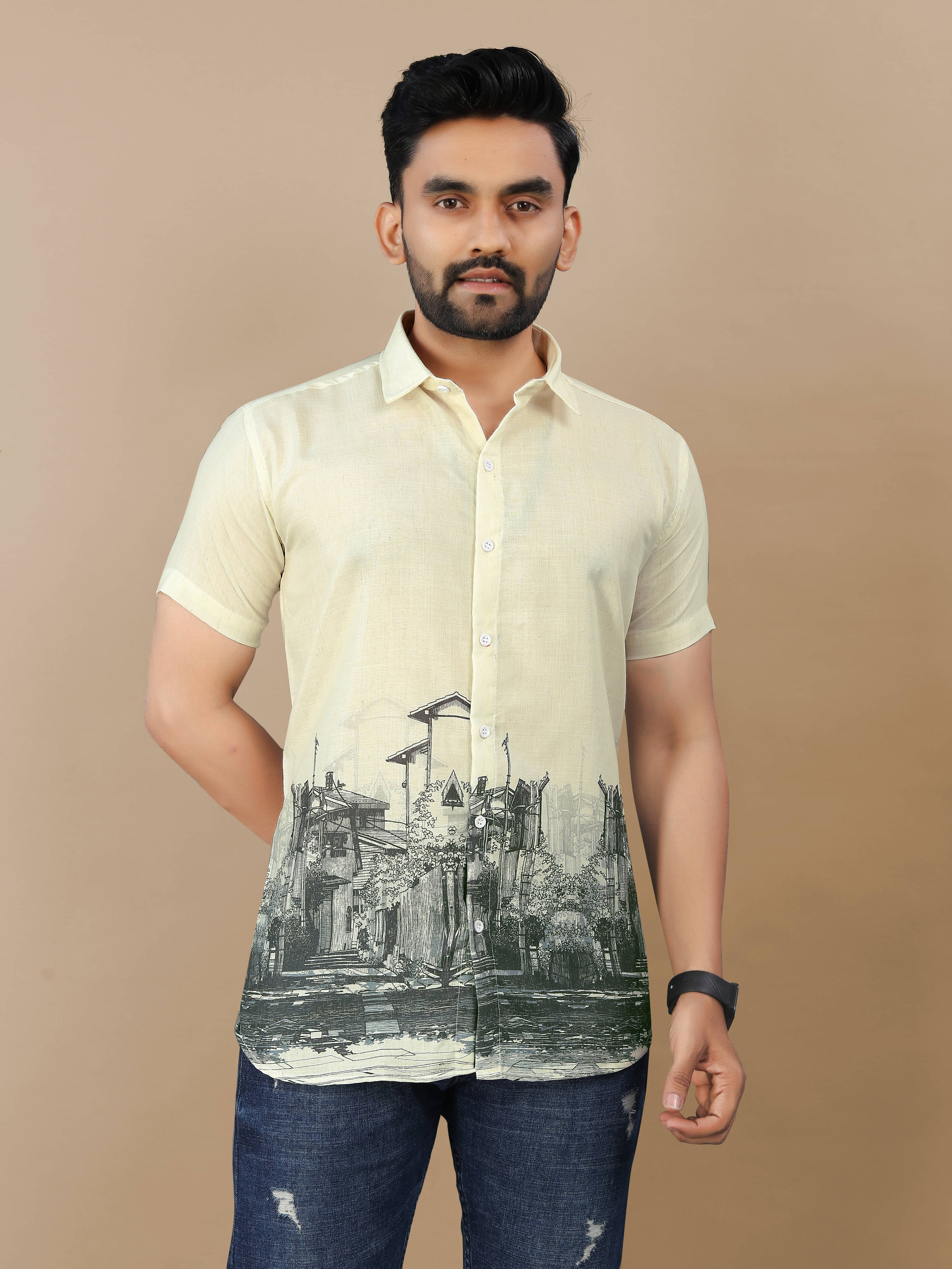    			VS MALL Cotton Flex Regular Fit Self Design Half Sleeves Men's Casual Shirt - Multi ( Pack of 1 )