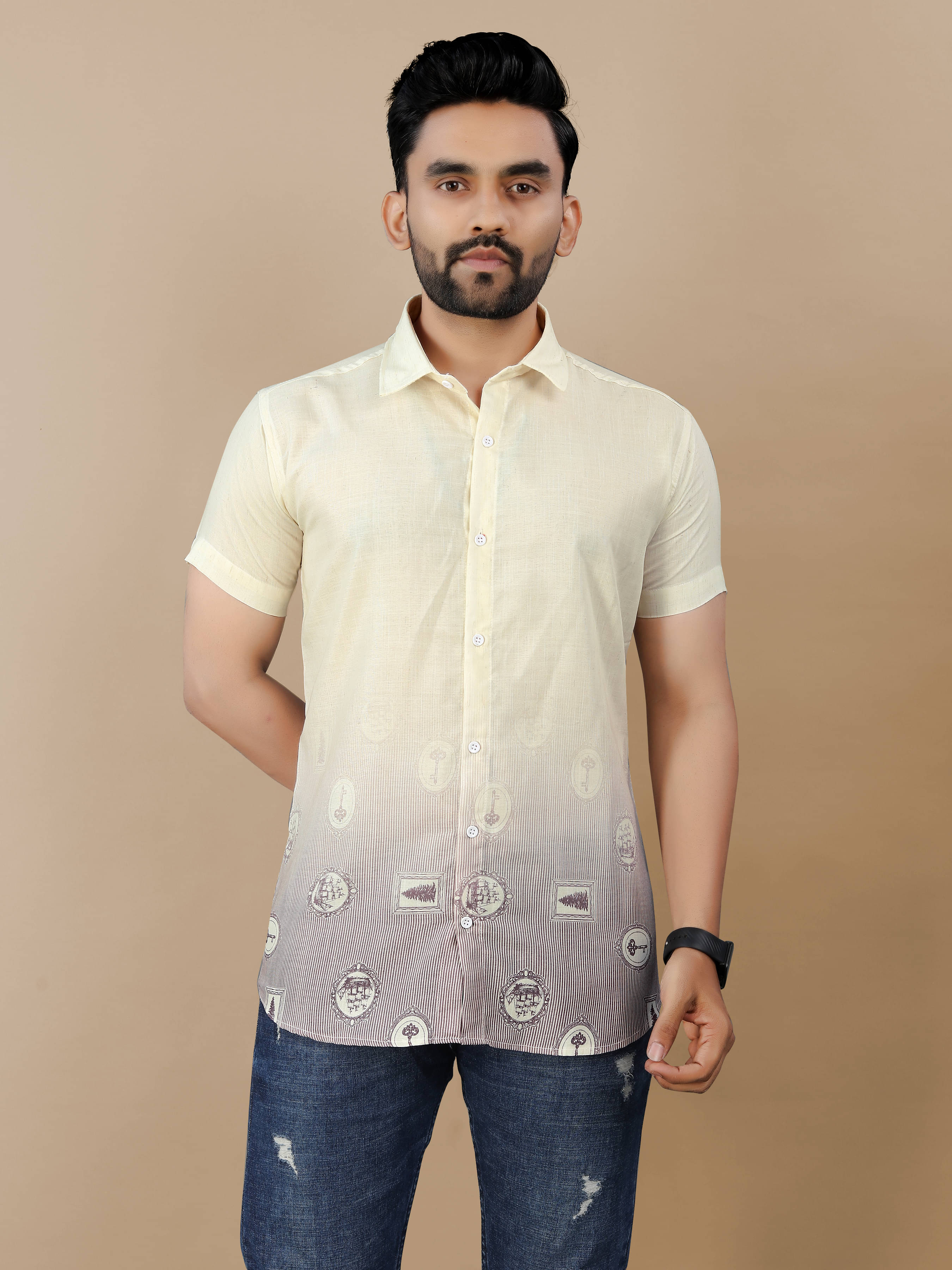     			VS MALL Cotton Flex Regular Fit Self Design Half Sleeves Men's Casual Shirt - Multi ( Pack of 1 )