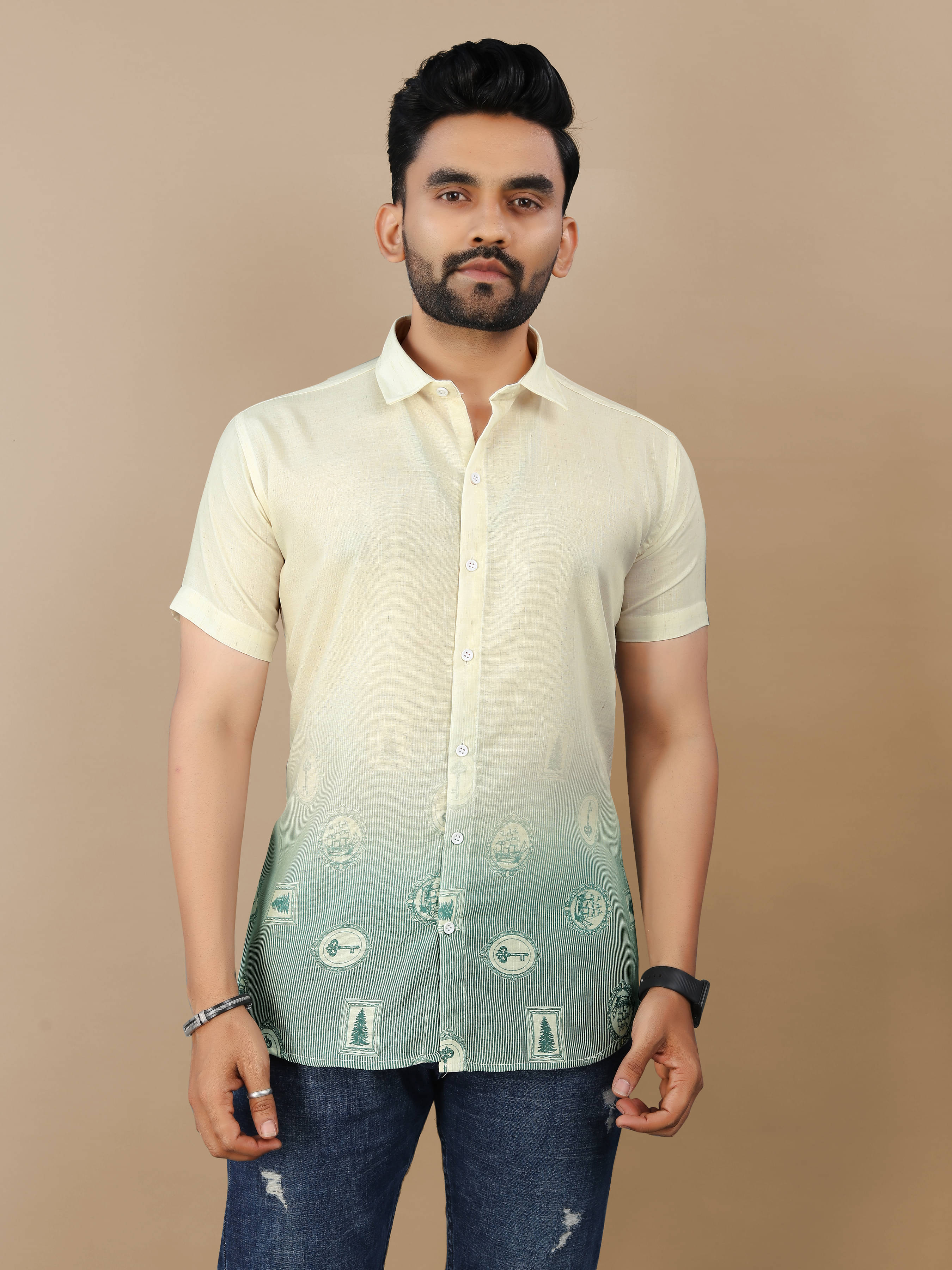 VS MALL Cotton Flex Regular Fit Self Design Half Sleeves Men's Casual Shirt - Teal ( Pack of 1 ) VS MALL Cotton Flex Regular Fit Self Design Half Sleeves Men's Casual Shirt - Teal ( Pack of 1 )