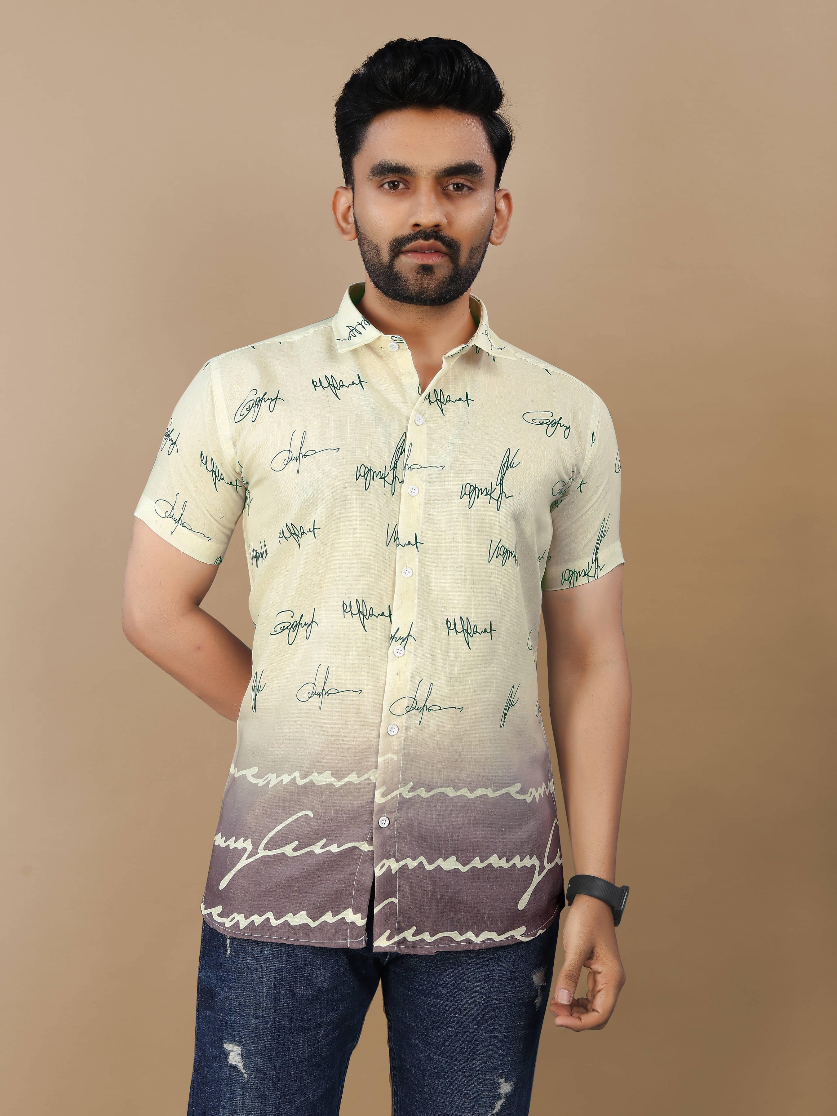     			VS MALL Cotton Flex Regular Fit Self Design Half Sleeves Men's Casual Shirt - Maroon ( Pack of 1 )