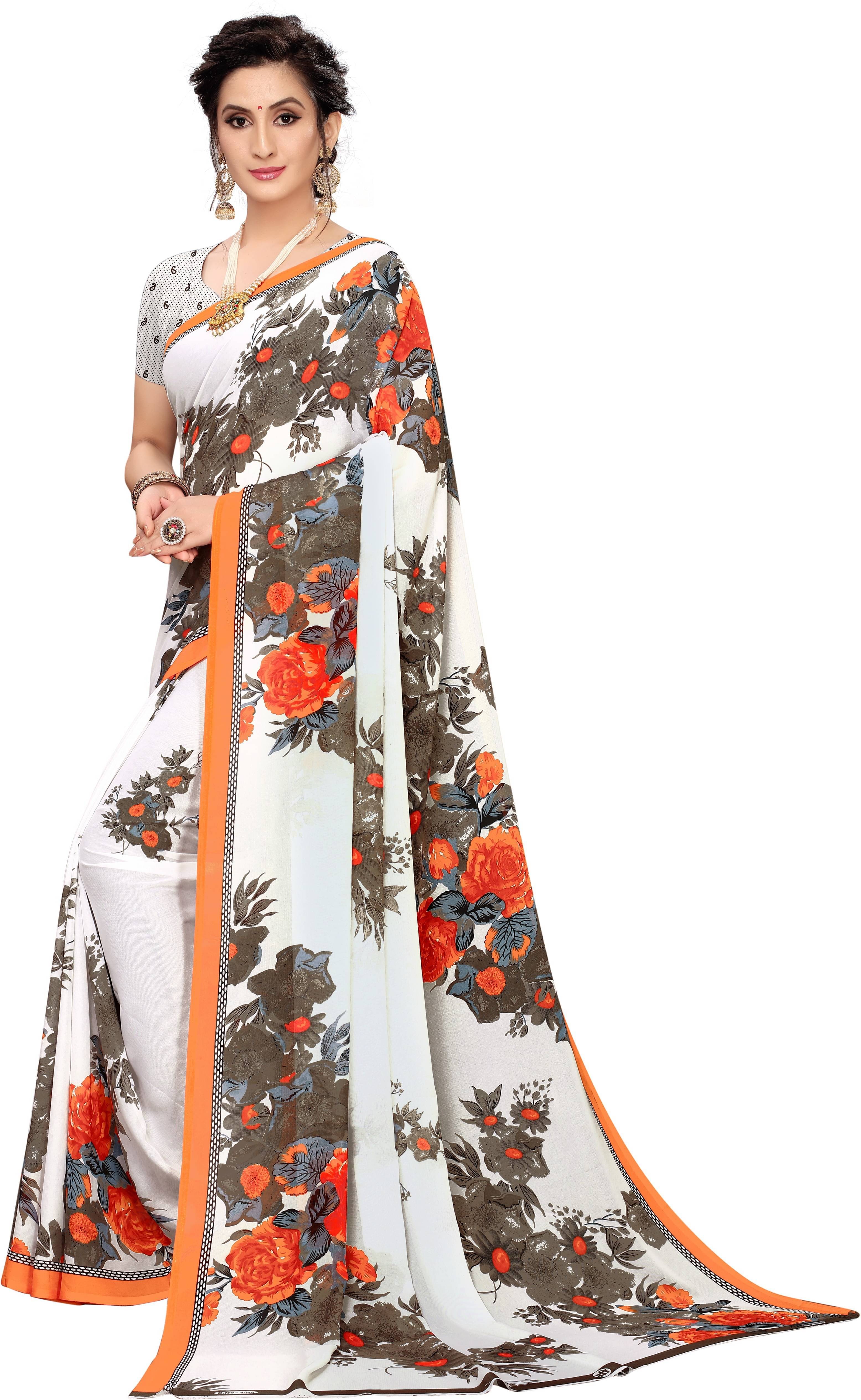 YUGAVEERAA Art Silk Printed Saree With Unstitched Blouse Piece ( Orange ) YUGAVEERAA Art Silk Printed Saree With Unstitched Blouse Piece ( Orange )