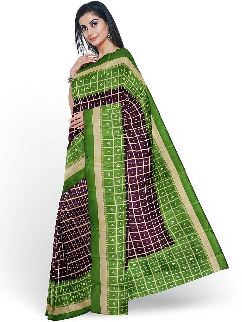     			YUGAVEERAA Art Silk Printed Saree With Unstitched Blouse Piece ( Brown )