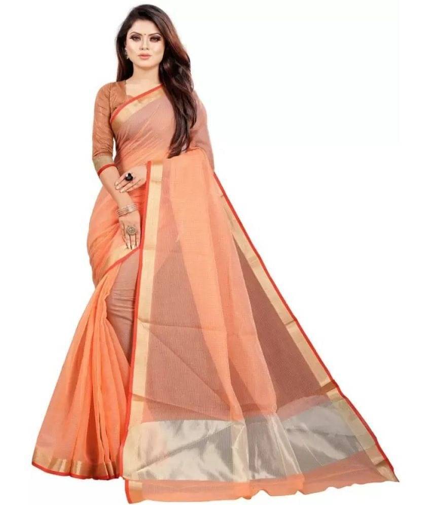     			YUGAVEERAA Art Silk Printed Saree With Unstitched Blouse Piece ( Orange )