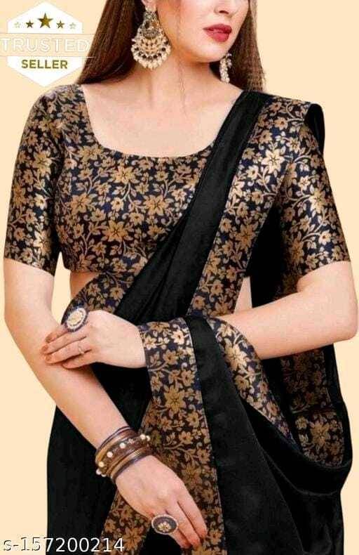 YUGAVEERAA Art Silk Printed Saree With Unstitched Blouse Piece ( Black ) YUGAVEERAA Art Silk Printed Saree With Unstitched Blouse Piece ( Black )