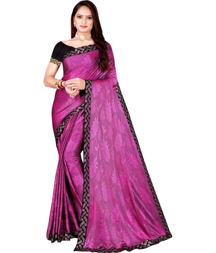 YUGAVEERAA Cotton Silk Applique Saree With Unstitched Blouse Piece ( Rani )     			YUGAVEERAA Cotton Silk Applique Saree With Unstitched Blouse Piece ( Rani )