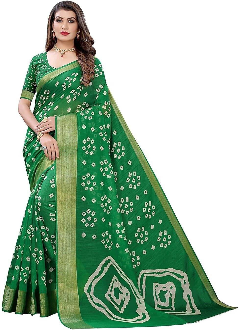 YUGAVEERAA Cotton Silk Applique Saree With Unstitched Blouse Piece ( Green )     			YUGAVEERAA Cotton Silk Applique Saree With Unstitched Blouse Piece ( Green )