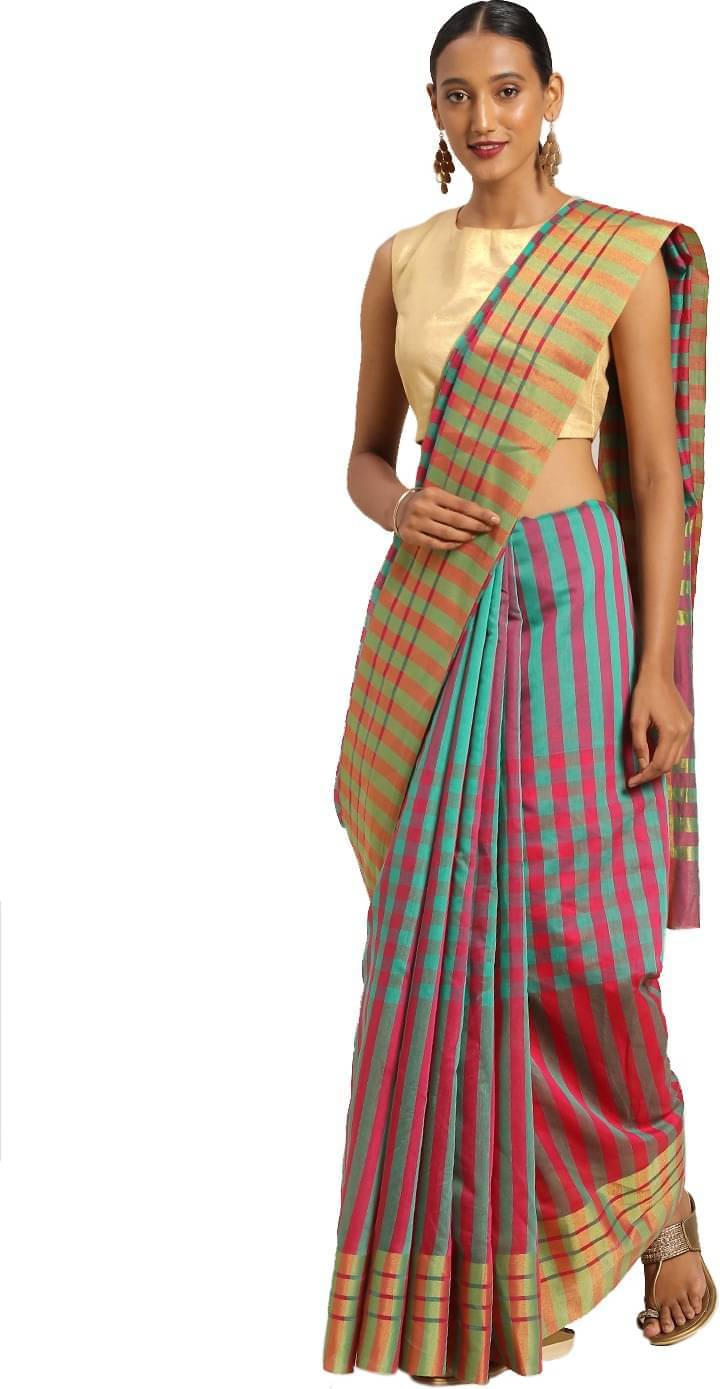 YUGAVEERAA Cotton Silk Applique Saree With Unstitched Blouse Piece ( Green ) YUGAVEERAA Cotton Silk Applique Saree With Unstitched Blouse Piece ( Green )