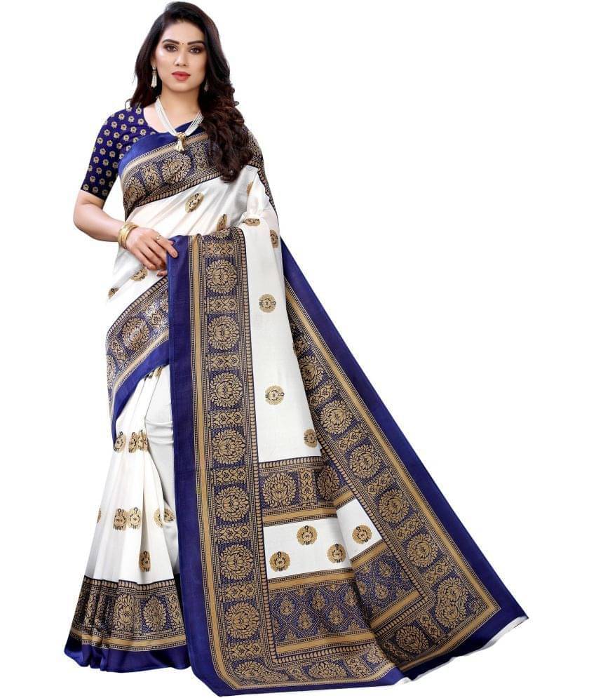     			YUGAVEERAA Cotton Silk Applique Saree With Unstitched Blouse Piece ( Navy Blue )