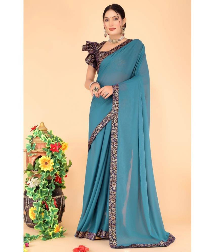 YUGAVEERAA Cotton Silk Applique Saree With Unstitched Blouse Piece ( Green )     			YUGAVEERAA Cotton Silk Applique Saree With Unstitched Blouse Piece ( Green )