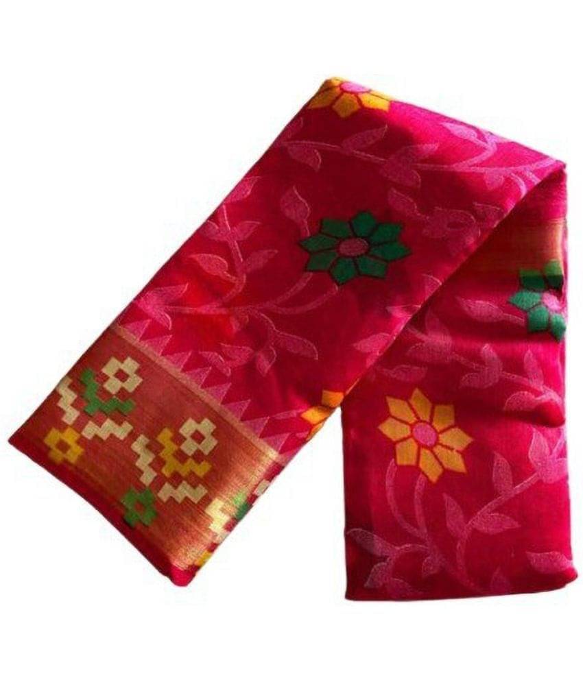 YUGAVEERAA Cotton Silk Applique Saree With Unstitched Blouse Piece ( Pink ) YUGAVEERAA Cotton Silk Applique Saree With Unstitched Blouse Piece ( Pink )