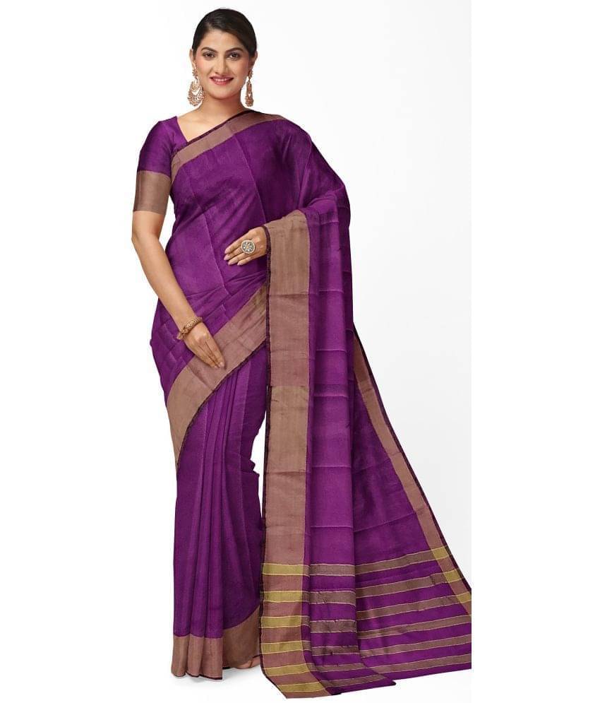 YUGAVEERAA Cotton Silk Printed Saree With Unstitched Blouse Piece ( Purple ) YUGAVEERAA Cotton Silk Printed Saree With Unstitched Blouse Piece ( Purple )