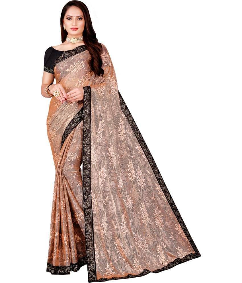     			YUGAVEERAA Lycra Printed Saree With Unstitched Blouse Piece ( Purple )
