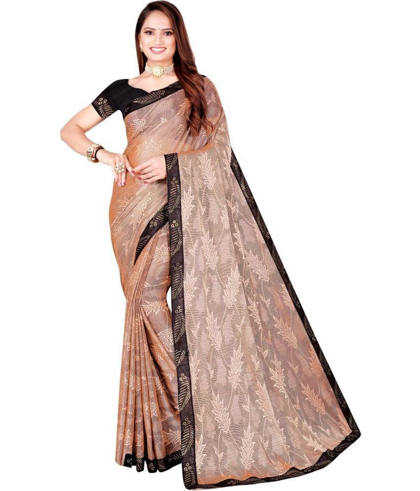     			YUGAVEERAA Net Cut Outs Saree With Unstitched Blouse Piece ( Peach )
