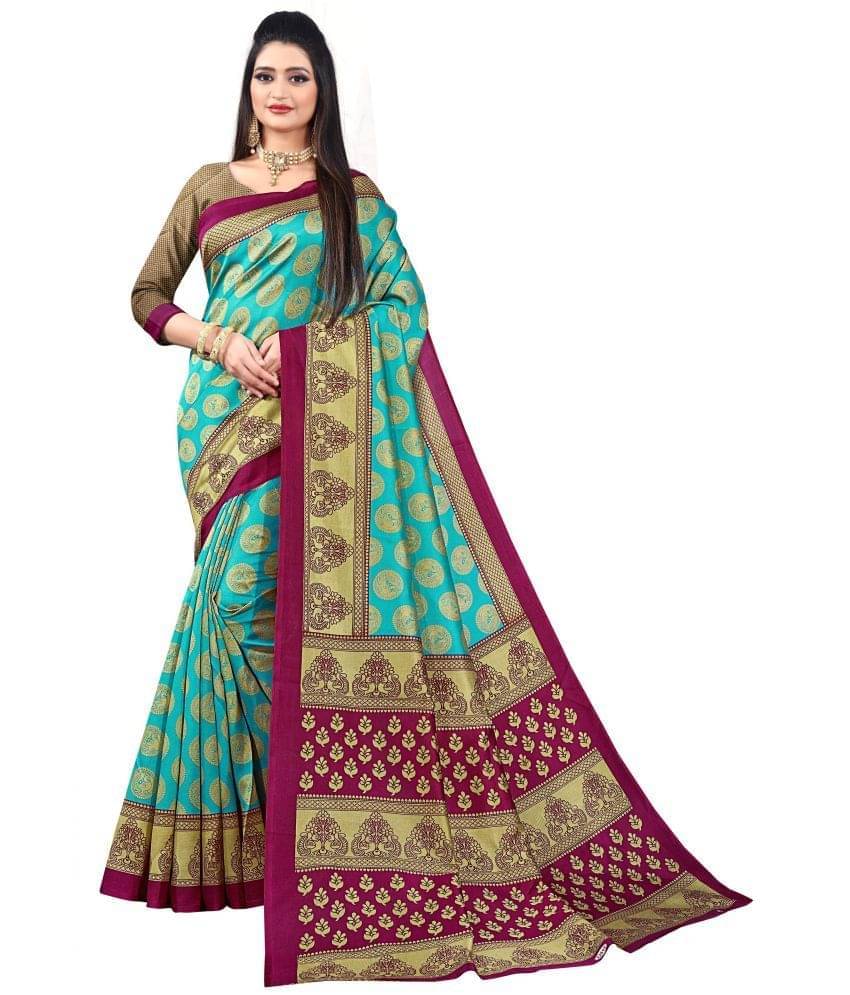     			YUGAVEERAA Net Cut Outs Saree With Unstitched Blouse Piece ( Blue )