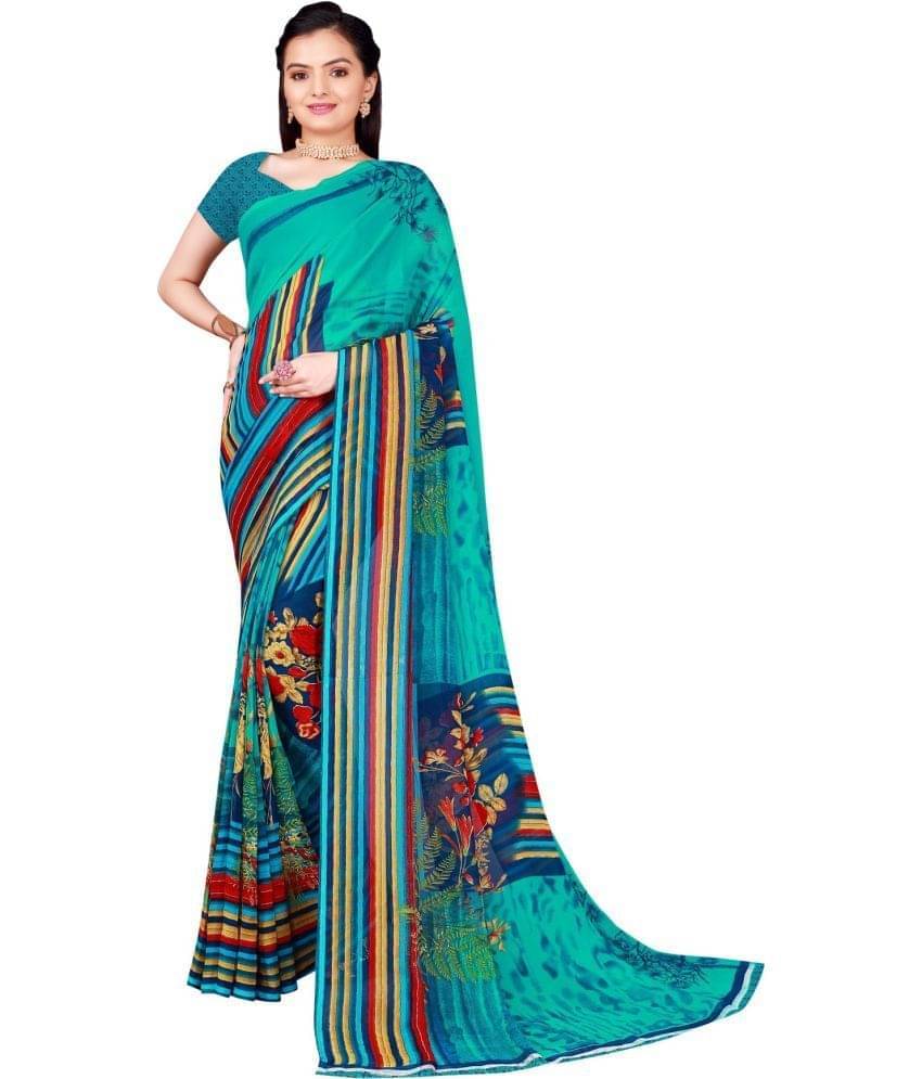     			YUGAVEERAA Net Cut Outs Saree With Unstitched Blouse Piece ( Rama )