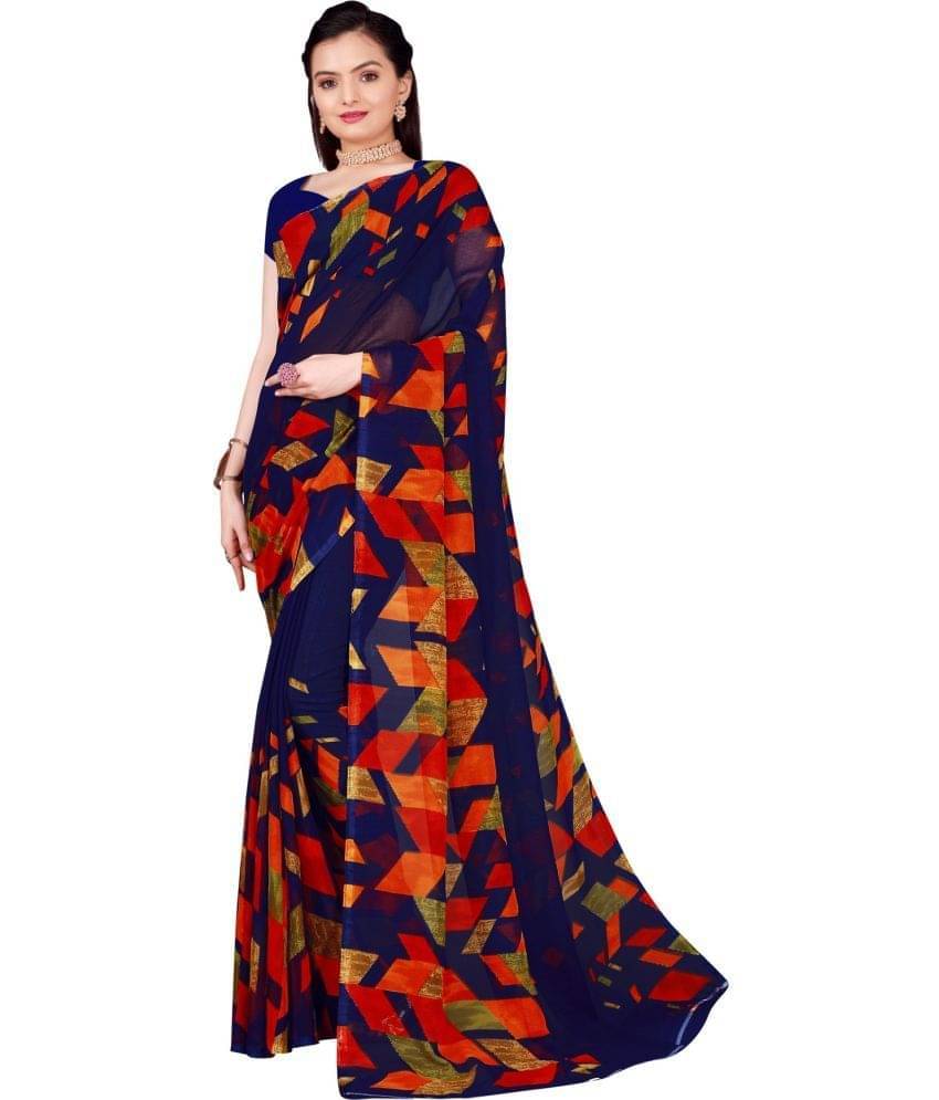 YUGAVEERAA Net Cut Outs Saree With Unstitched Blouse Piece ( Navy Blue ) YUGAVEERAA Net Cut Outs Saree With Unstitched Blouse Piece ( Navy Blue )