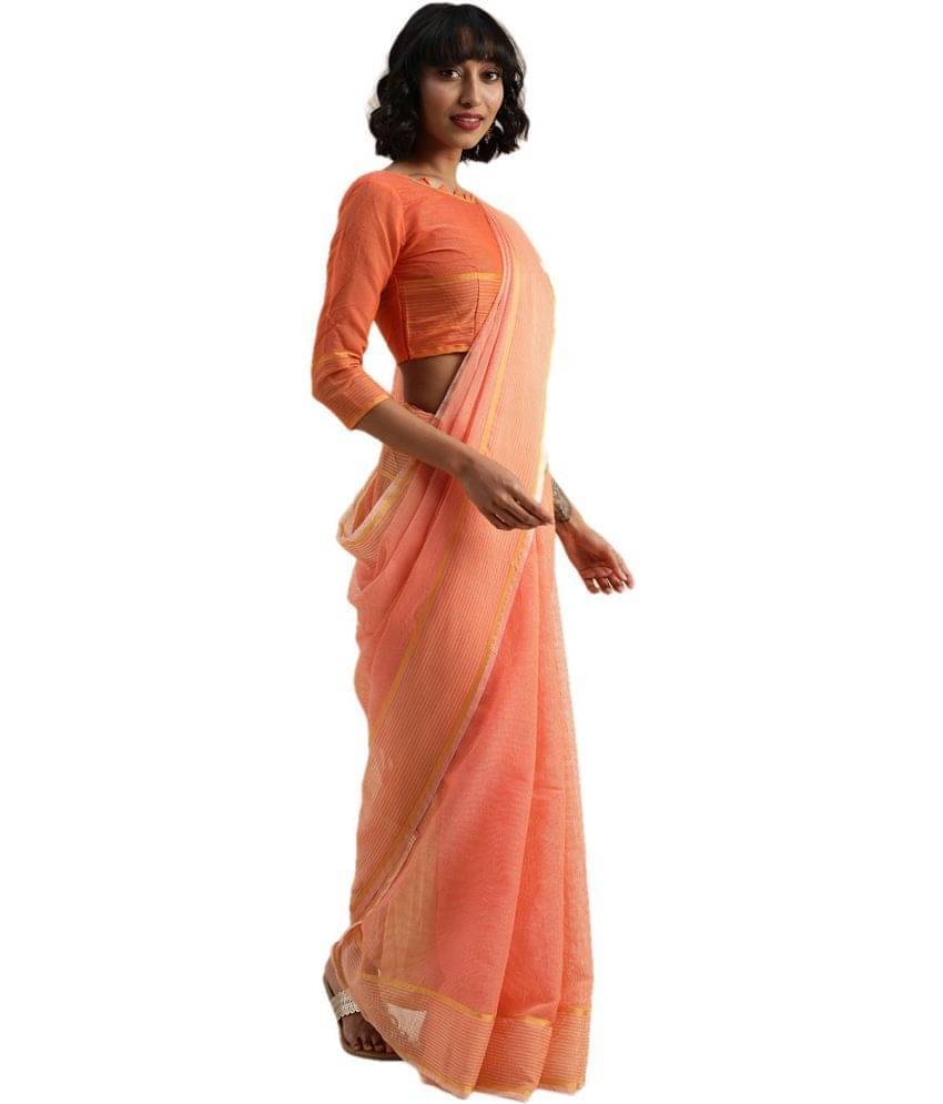 YUGAVEERAA Net Cut Outs Saree With Unstitched Blouse Piece ( Orange ) YUGAVEERAA Net Cut Outs Saree With Unstitched Blouse Piece ( Orange )