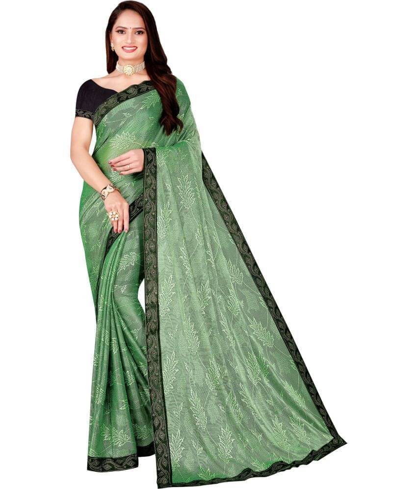 YUGAVEERAA Net Cut Outs Saree With Unstitched Blouse Piece ( Green ) YUGAVEERAA Net Cut Outs Saree With Unstitched Blouse Piece ( Green )