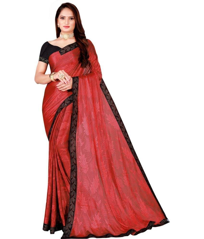 YUGAVEERAA Net Cut Outs Saree With Unstitched Blouse Piece ( Red ) YUGAVEERAA Net Cut Outs Saree With Unstitched Blouse Piece ( Red )
