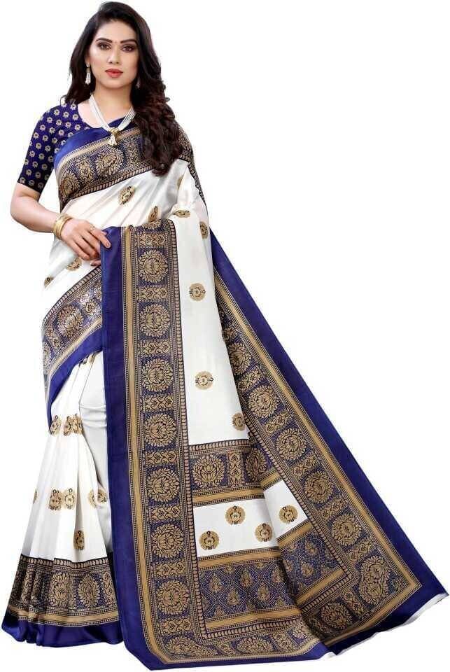 YUGAVEERAA Net Cut Outs Saree With Unstitched Blouse Piece ( Blue ) YUGAVEERAA Net Cut Outs Saree With Unstitched Blouse Piece ( Blue )