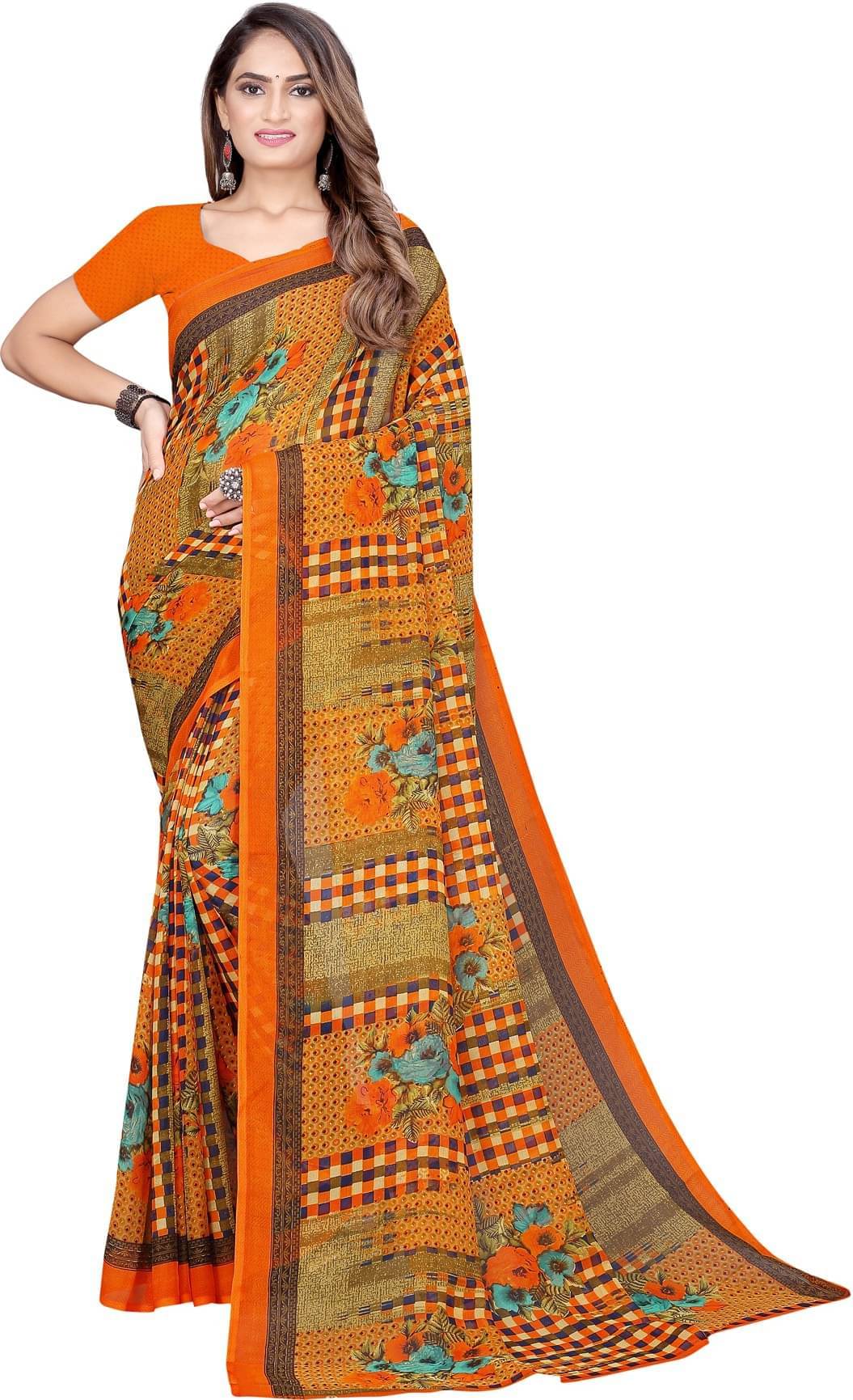     			YUGAVEERAA Net Cut Outs Saree With Unstitched Blouse Piece ( Beige )