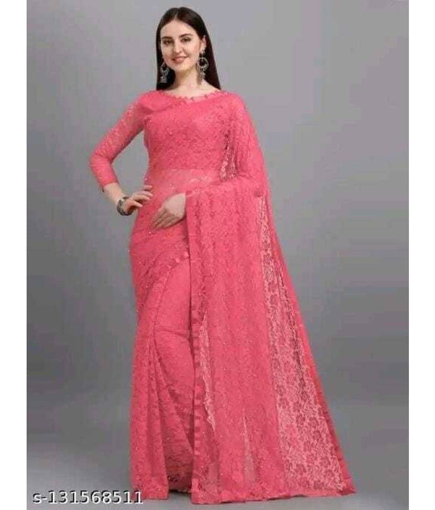 YUGAVEERAA Net Cut Outs Saree With Unstitched Blouse Piece ( Maroon ) YUGAVEERAA Net Cut Outs Saree With Unstitched Blouse Piece ( Maroon )
