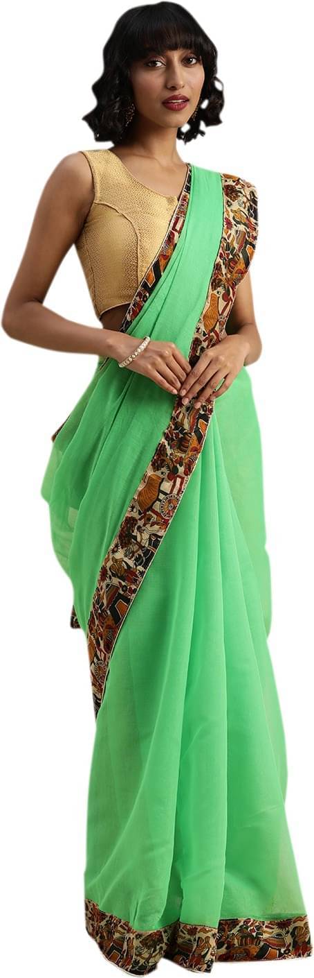 YUGAVEERAA Net Cut Outs Saree With Unstitched Blouse Piece ( Green ) YUGAVEERAA Net Cut Outs Saree With Unstitched Blouse Piece ( Green )