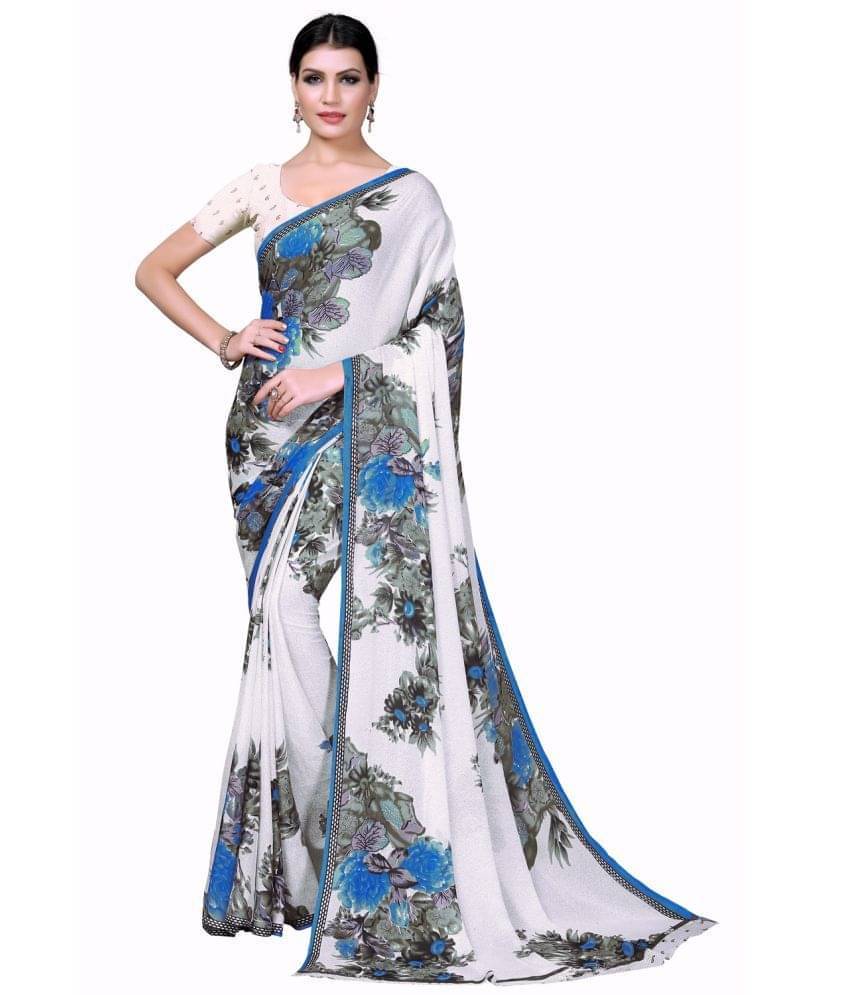 YUGAVEERAA Net Cut Outs Saree With Unstitched Blouse Piece ( White ) YUGAVEERAA Net Cut Outs Saree With Unstitched Blouse Piece ( White )
